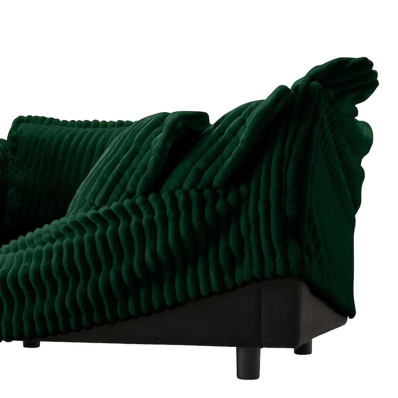 Modern 2 Seater Upholstered Sofa with 2 Ottomans and 2 Pillows