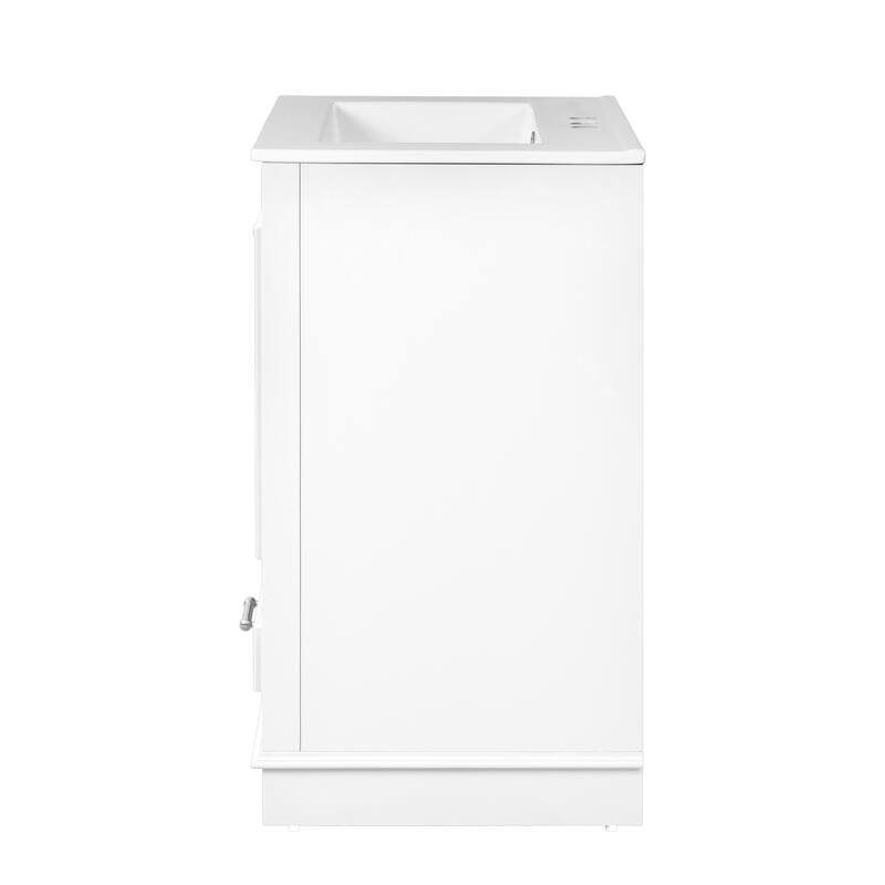 GDFStudio - Halcyon Modern Freestanding Bathroom Vanity with Ceramic Sink and Soft-Closing Storage Doors & Silver Handles