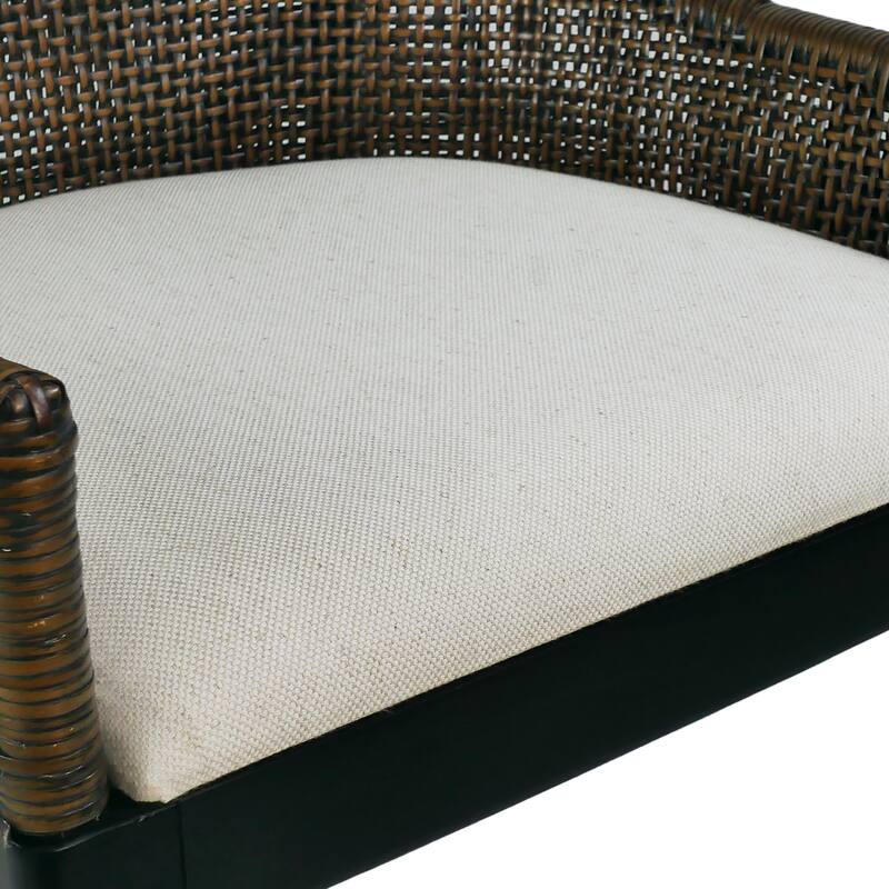 Boho 18" W Rattan Accent Chair Mahogany Leg Base