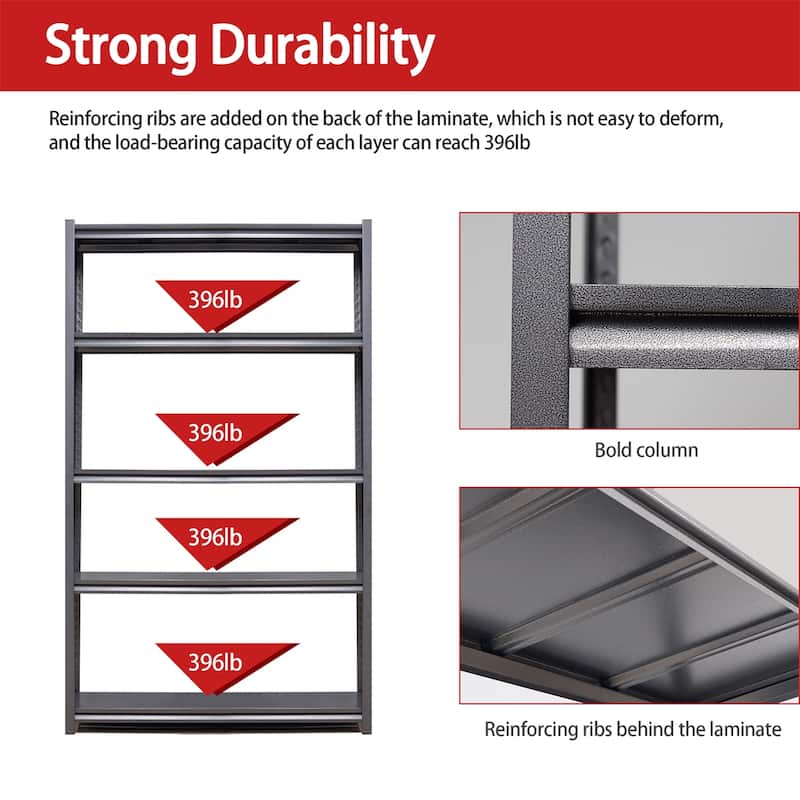 5 Tier Metal Shelves for Storage Garage Shelving 2000LBS Heavy Duty
