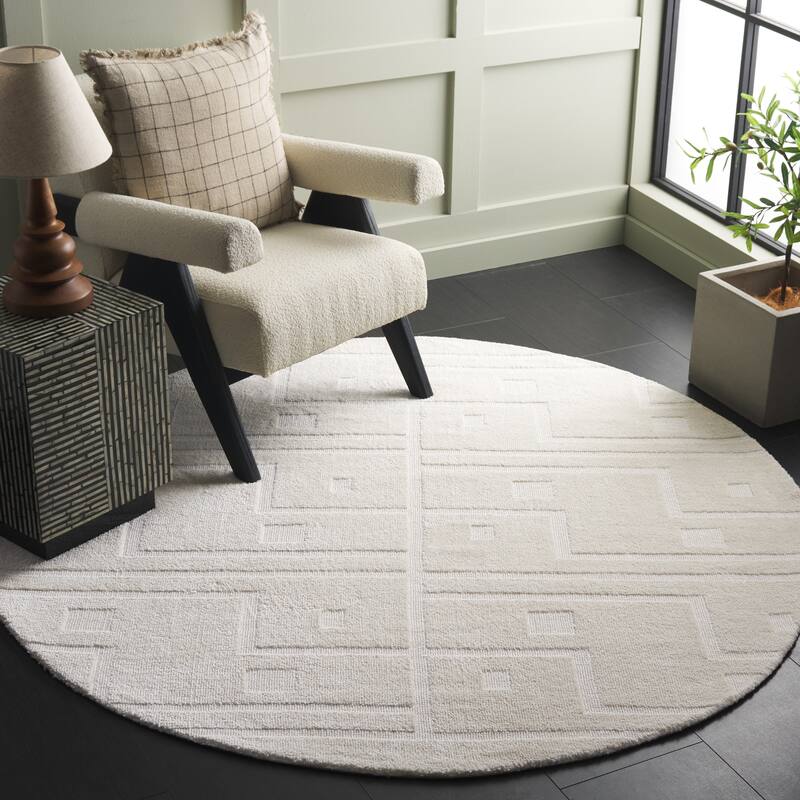 SAFAVIEH Audrey Ocka Modern & Contemporary Rug - 6' Round - Ivory