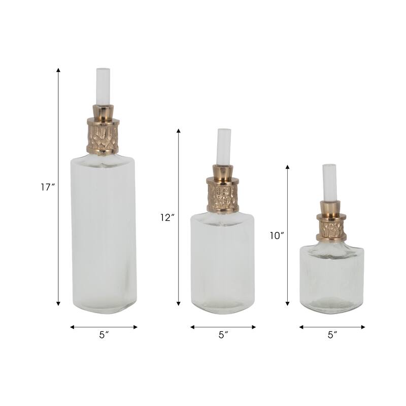 Sagebrook Home 10/13/17H" Talis Glass Bottles, Set of 3