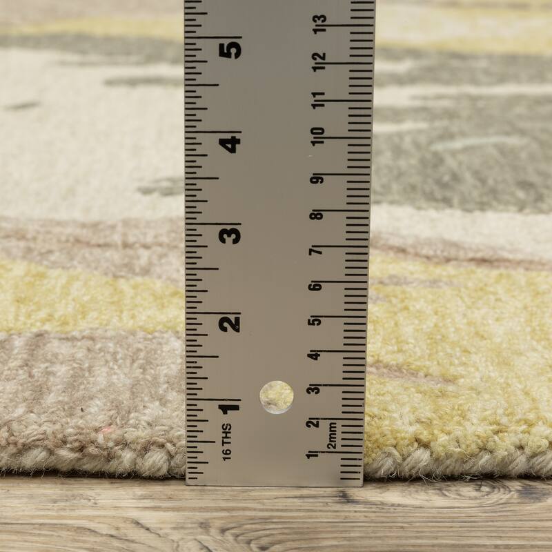 Style Haven Kitt Handmade Wool Abstract Elements Beige/ Yellow Rug
