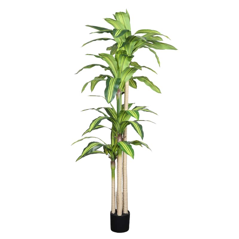 6" Artificial Dracaena Tree with Black Plastic Pot