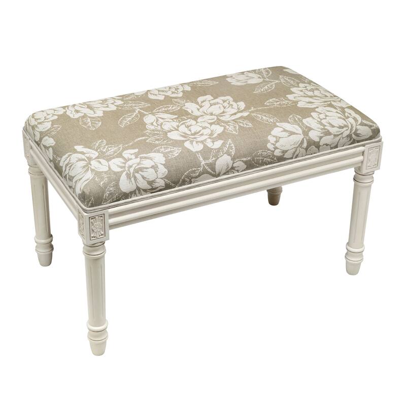 Taupe Magnolia Bench with Antique White Finish