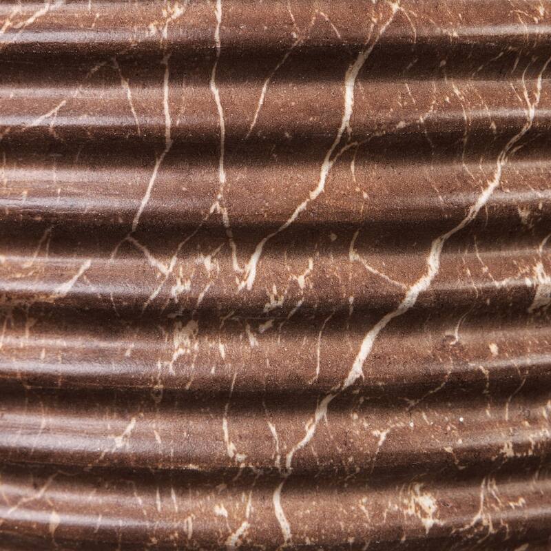 Riba Ribbed Concrete Drum Side Table with Marble Finish