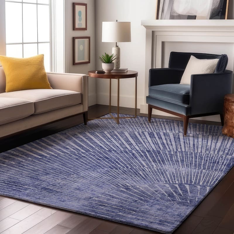 Premium Washable Super Soft Modern Starburst Mayfield Rug - Navy - 8' x 10' - Rectangle