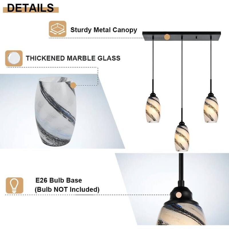 3 light kitchen island light black pendant light glass, metal chandelier light