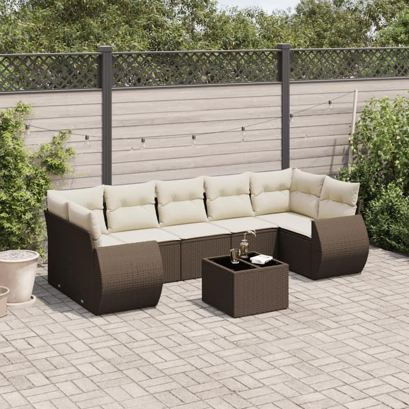 vidaXL Garden Sofa Set - 21.7 x 21.7 x 14.6 - Brown and cream