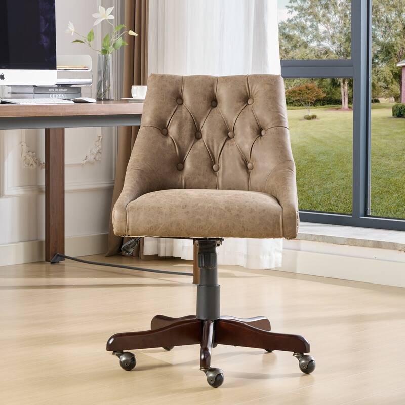 Sheepskin Home Office Chair with Lift, Swivel and Recline Functions