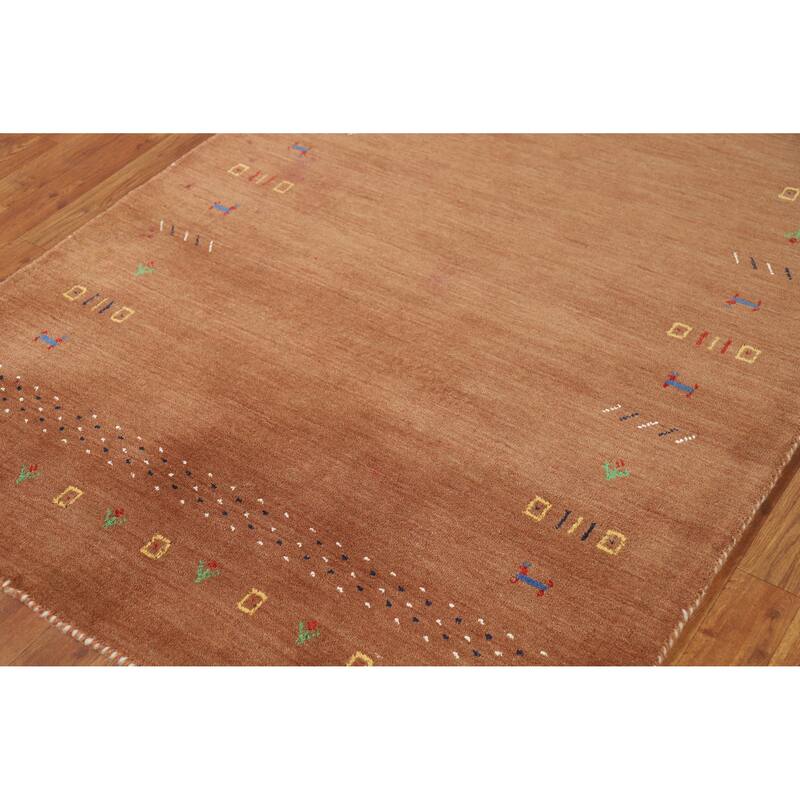 Hand Knotted Oriental 100% Wool Carpet Tribal Tribal Brown Gabbeh Area Rug - 5' 9'' X 4' 1''
