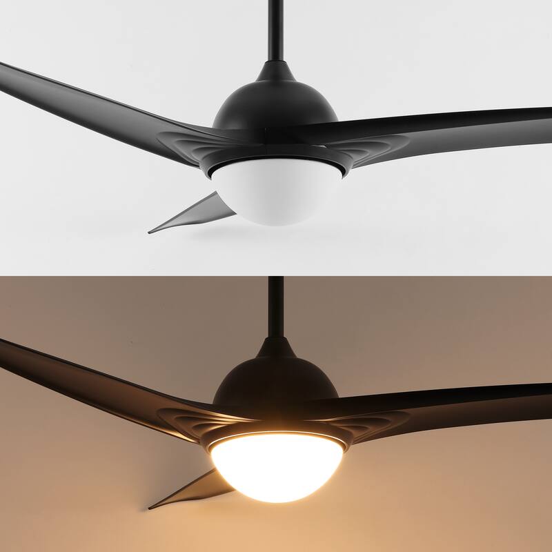 Aviator 52" 1-Light Industrial Iron/Plastic Mobile-App/Remote-Controlled 6-Speed Propeller LED Ceiling Fan, by JONATHAN Y