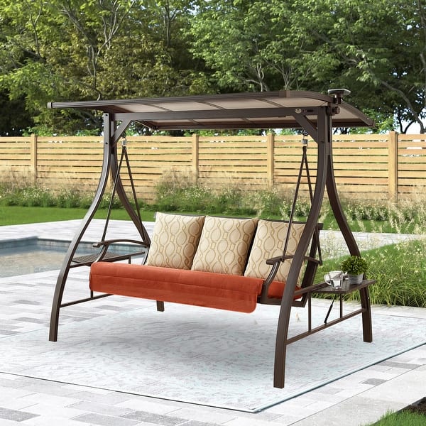 3Seat Porch Swing with Cushion and Sunbrella Pillow Bed Bath