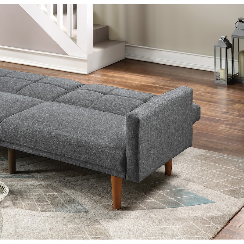 Transitional Sofa Couch Convertible Bed Polyfiber 1pc Tufted Sofa Cushion Wooden Legs