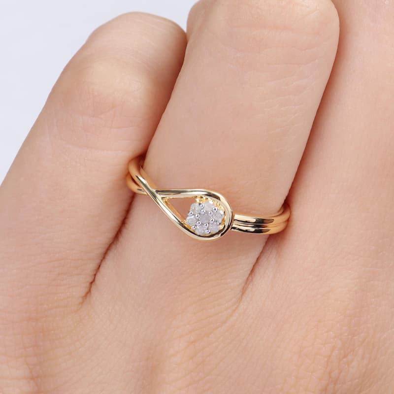 Miadora Diamond Accent Infinity Promise Ring in Yellow Plated Sterling Silver