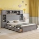 preview thumbnail 60 of 105, Modern Platform Bed with Integrated Cabinet, Trundle Bed and Drawers