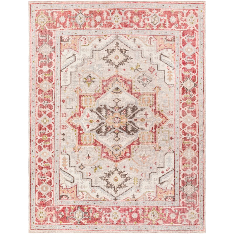 Shrivi Handmade Traditional Indoor/ Outdoor Area Rug - 4' x 6' - Red/Grey