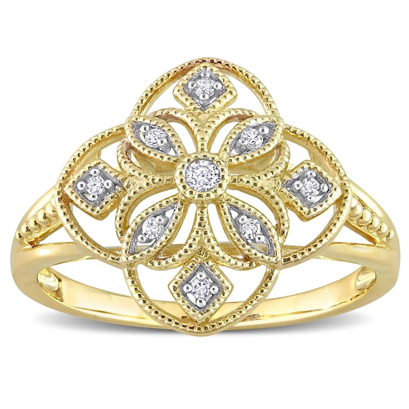 Miadora 10k Yellow Gold Diamond Accent Quatrefoil Lace Ring