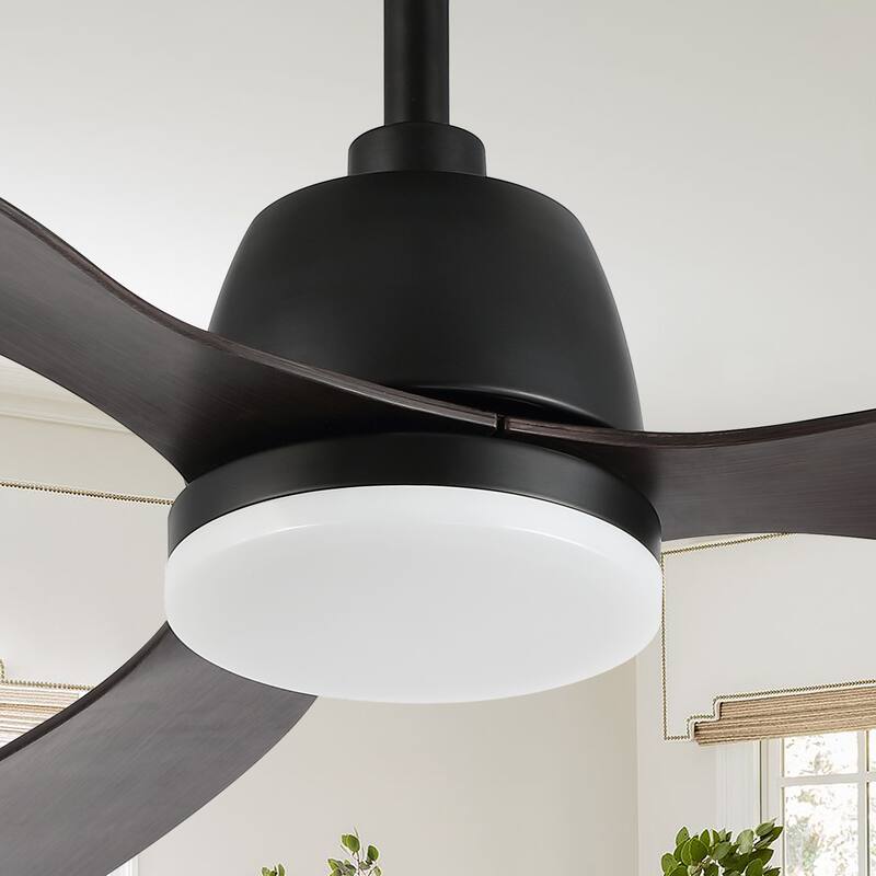 Aldrin 52" 1-Light Industrial Iron/Plastic Mobile-App/Remote-Controlled 6-Speed Propeller LED Ceiling Fan, by JONATHAN Y