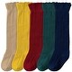 preview thumbnail 1 of 4, CozyWay Toddler Ruffled Knee High Socks, Rainbow Colors, 5 pair