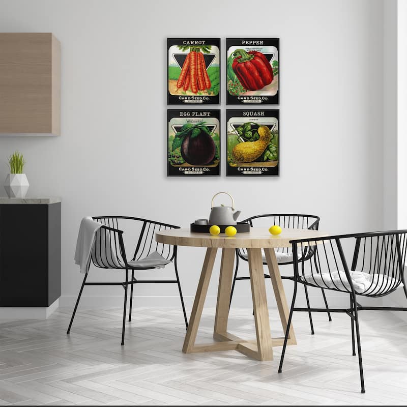 Stupell Vintage Farm Garden Vegetables Framed Giclee Art Design By Lil' Rue (Set of 4)
