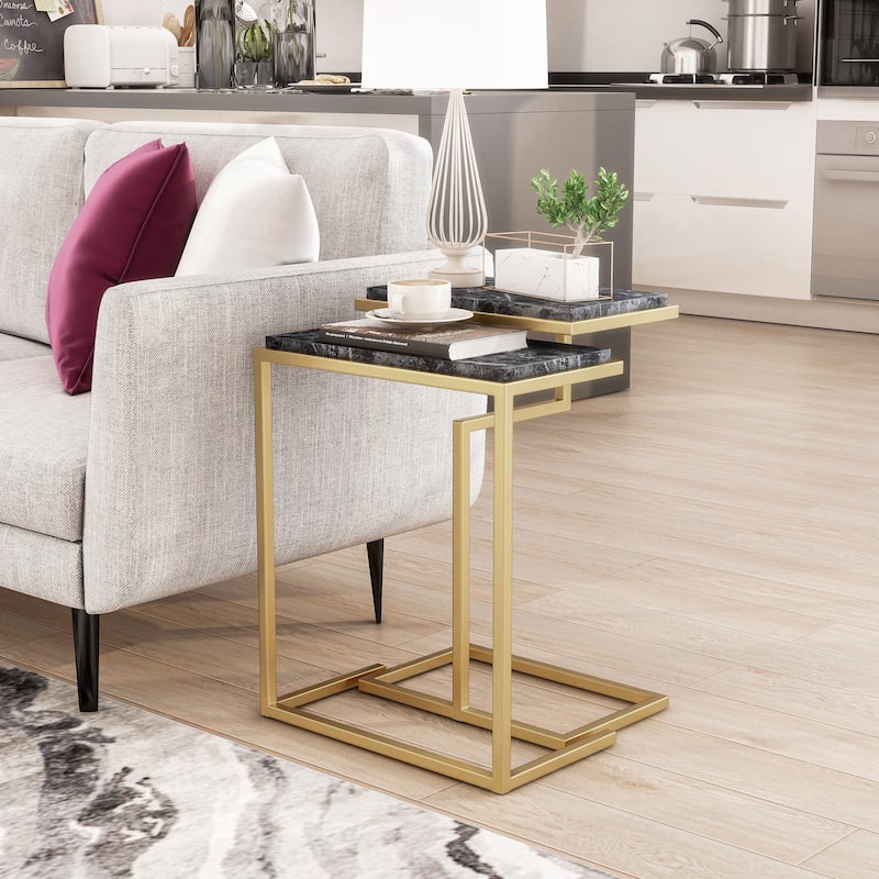 Quana Contemporary 16-inch Faux Marble 2-Piece Nesting Tables Set by Furniture of America