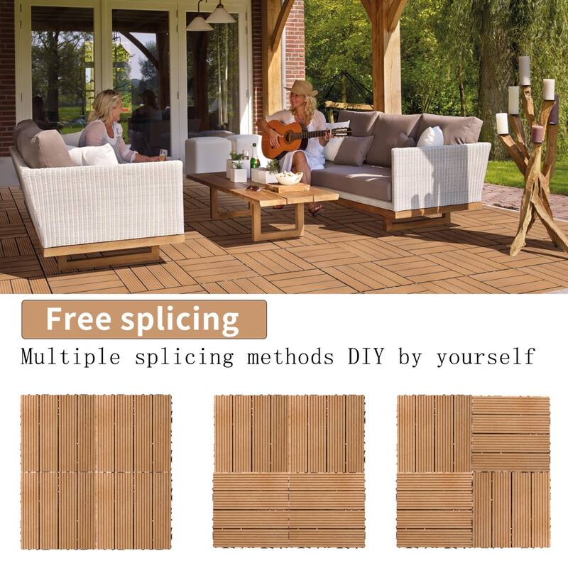 11.8" x 11.8" square wood-plastic composite deck tiles