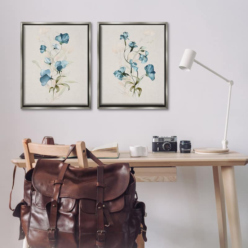 Stupell Blue Botanical Herbs Framed Floater Canvas Wall Art Design By Susan Jill (Set of 2)