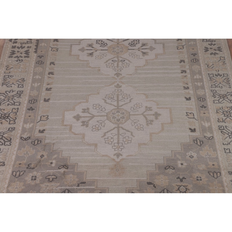 Geometric Heriz Serapi Indian Area Rug Hand-Knotted Wool Carpet - 8'9"x 11'8"