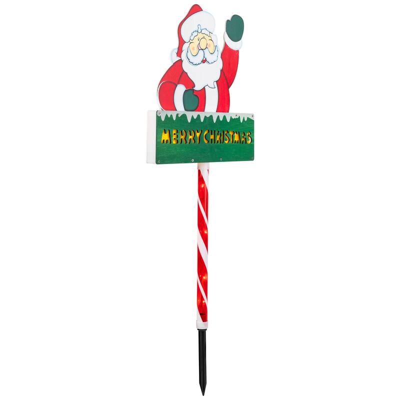 28" Lighted Santa Claus 'Merry Christmas' Lawn Stake - Clear Lights