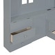 preview thumbnail 13 of 47, Wood Montessori Floor House Bed with Window & Bedside Drawers, Kids Platform Bed with Shelves & a Set of Sockets and USB Port