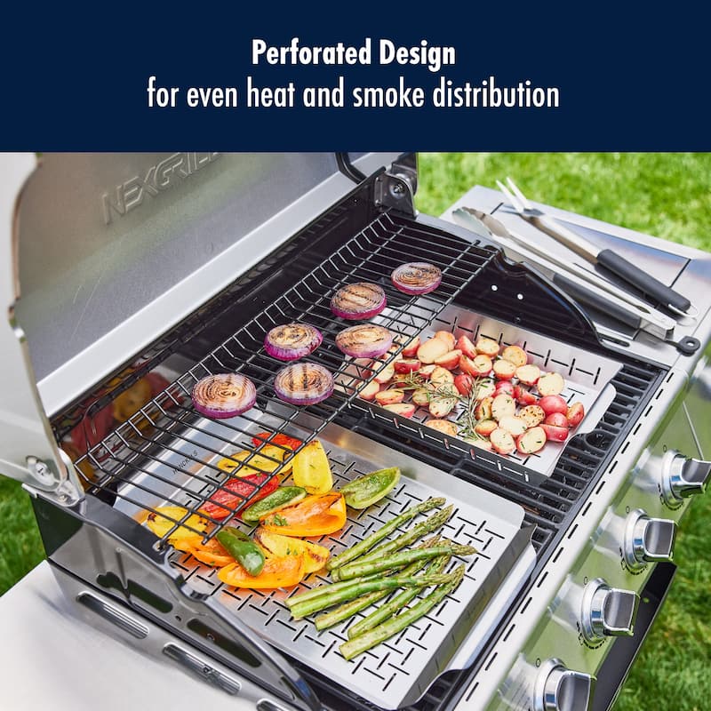 Henckels BBQ 2-pc Stainless Steel Grill Topper And Basket Set