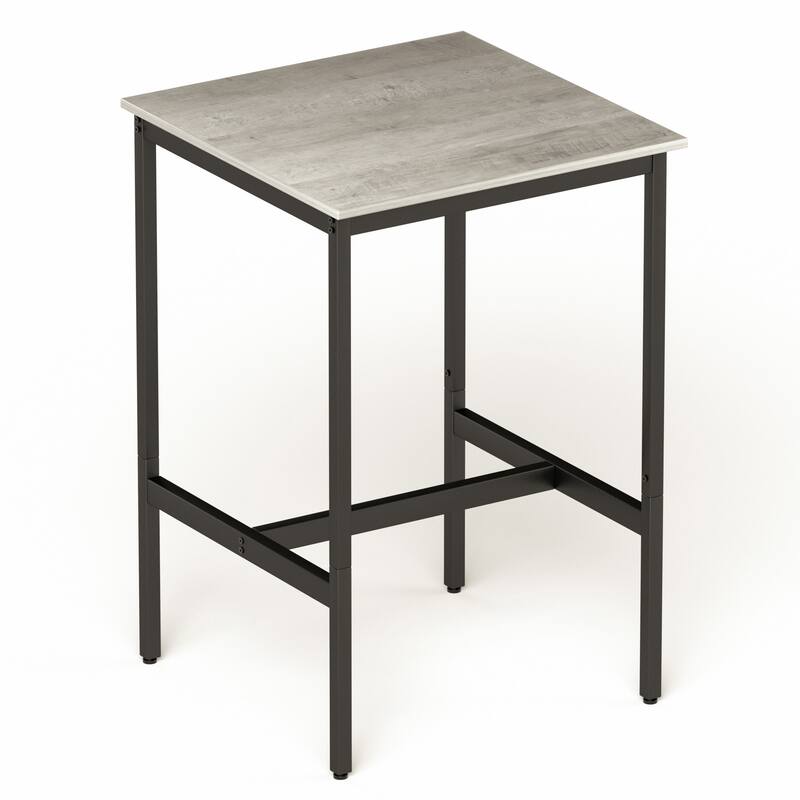 3-Piece Bar Table Set, Industrial Style Square Wood Bar Table with 2 Backless Bar Chairs - 23.6"Lx23.6"Wx35.4"H