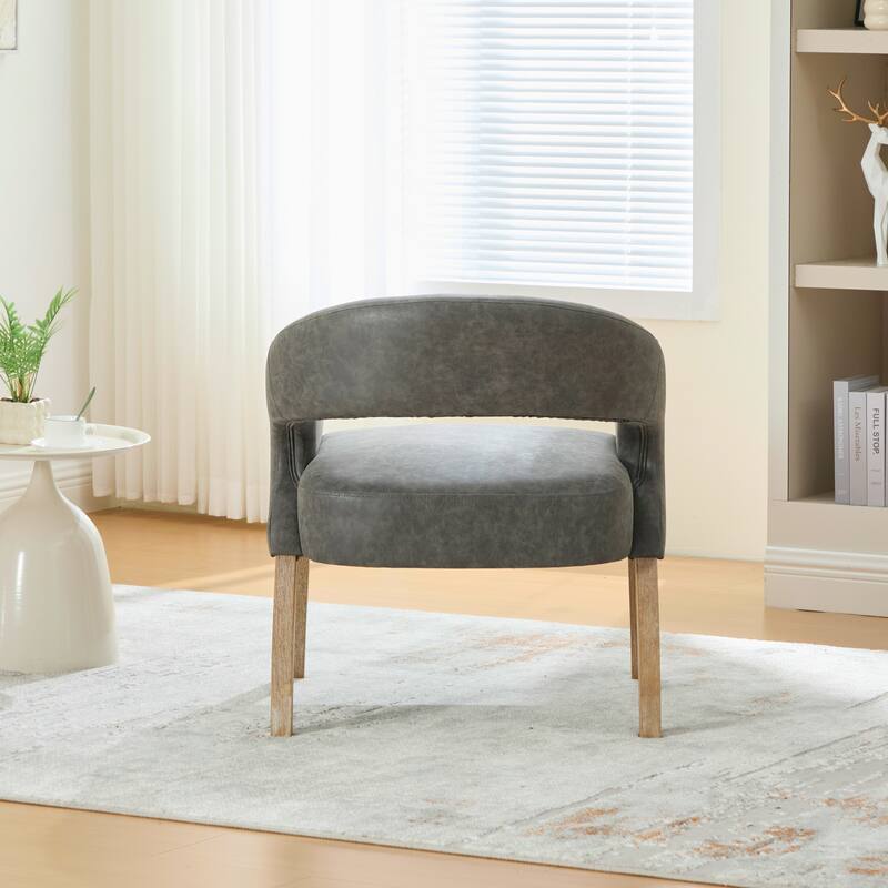 26.3"W PU Leather Accent Chair,Modern Armchair with Wood Legs