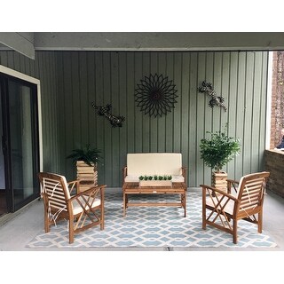 Safavieh Outdoor Living Fontana Beige Acacia Wood 4-piece Furniture Set