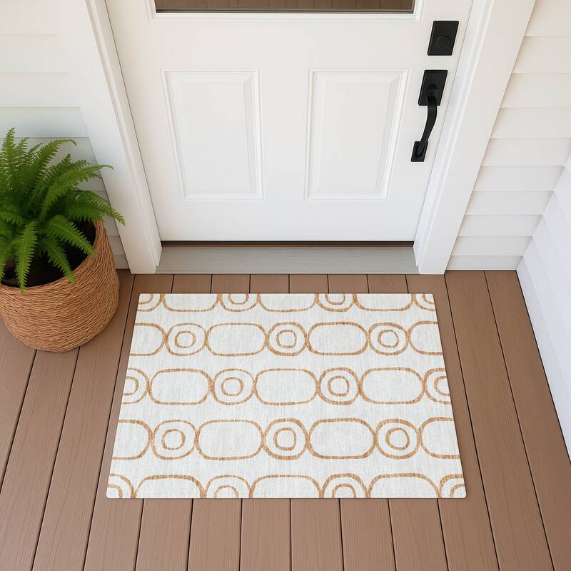 Machine Washable Indoor/ Outdoor Modern Vibe Chantille Rug - Copper - 1'8" x 2'6"