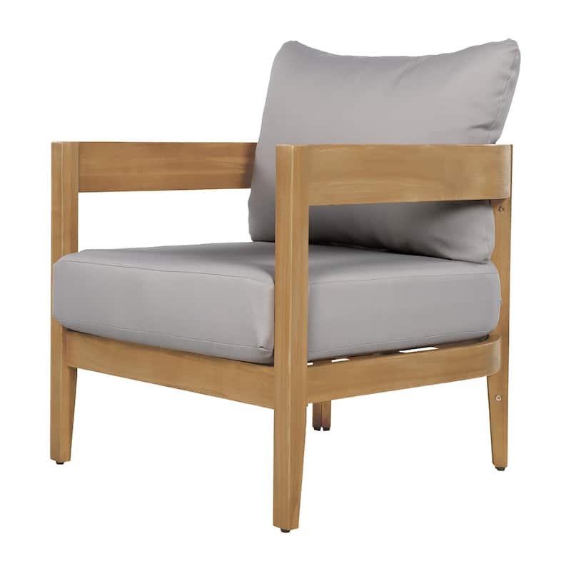 Brooklyn Acacia Wood Outdoor Club Chair with Cushions by Christopher Knight Home