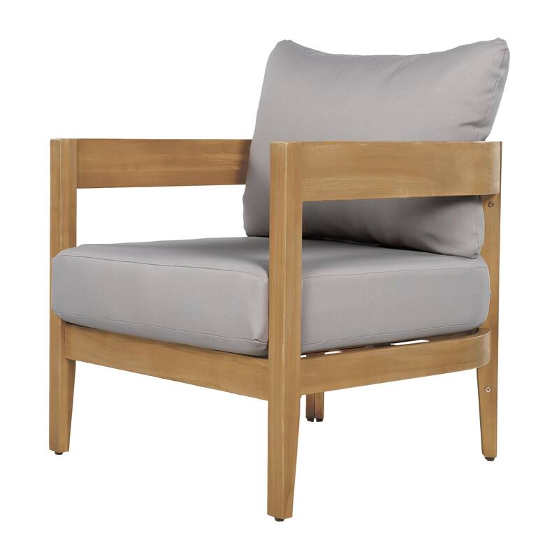 Brooklyn Outdoor Acacia Wood Club Chair with Cushions (Set of 2) by Christopher Knight Home