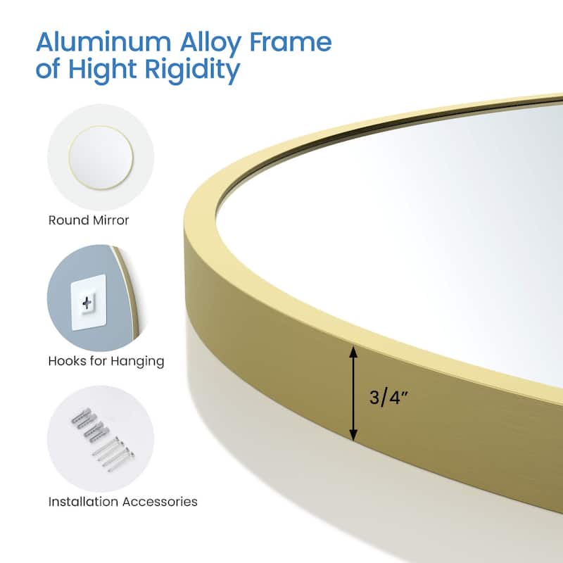 24 Inch Shatterproof Wall Mount Metal Frame Mirror