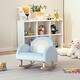 preview thumbnail 2 of 8, Toddler Rocking Chair with Solid Rubber Wood Frame Soft Velvet Cover-Blue - 19.5"L x 18"W x 17.5"H