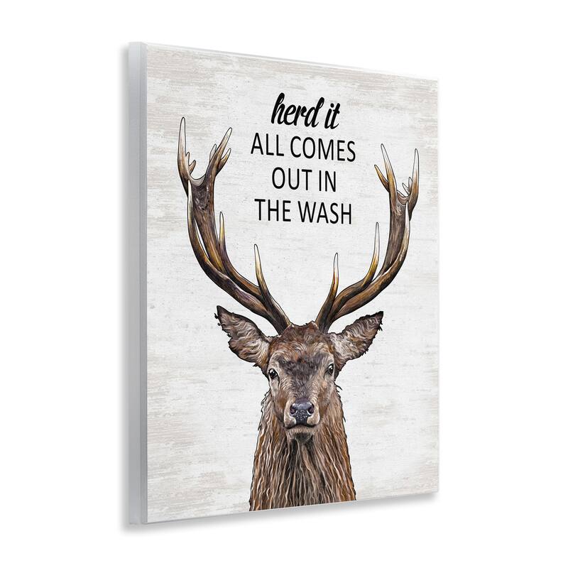 Stupell Laundry Deer Pun Wall Plaque Art Design By Lettered and Lined