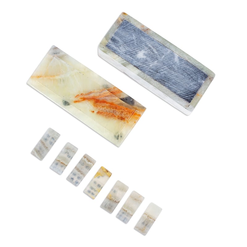 Novica Handmade Precious Strategy Onyx And Marble Domino Set