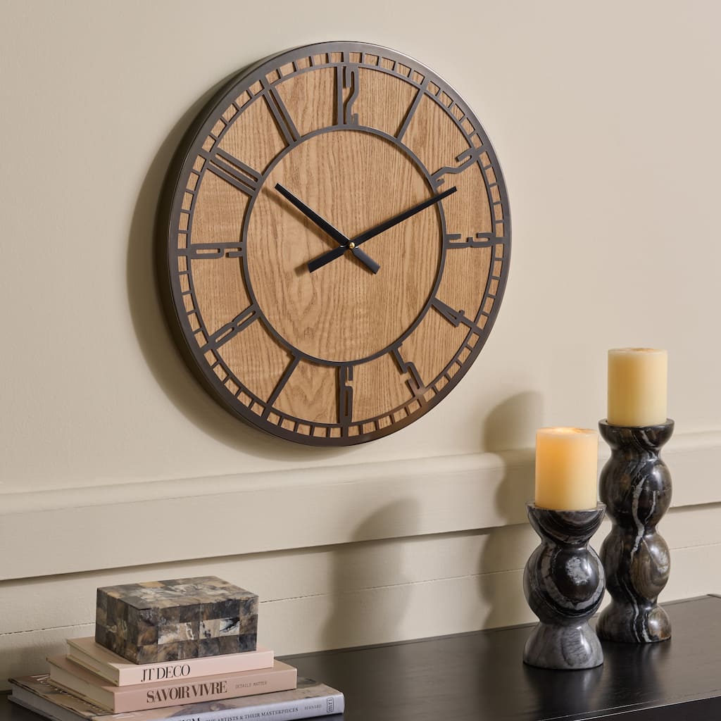 SEI Furniture Palesa Wood And Iron Clock - 20"W x 2"D x 20"H