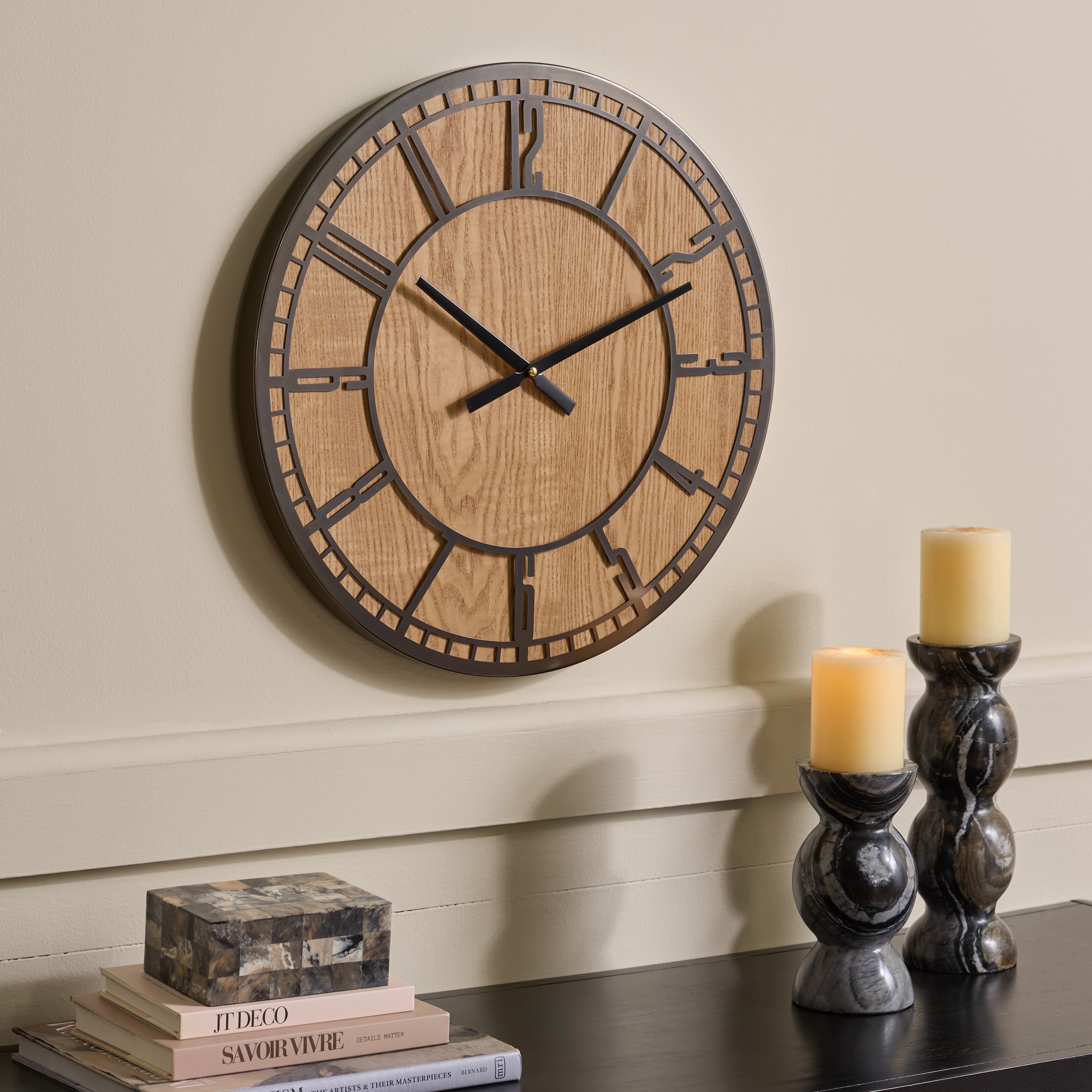 SEI Furniture Palesa Wood And Iron Clock - 20"W x 2"D x 20"H