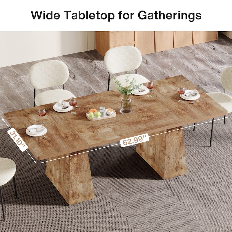 63-inch Rustic Wooden Dining Table for 4