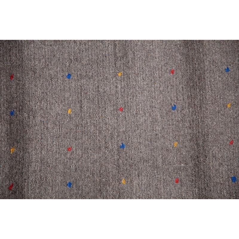 Gray Gabbeh Oriental Area Rug Hand-Knotted Wool Carpet - 9'4" x 12'2"