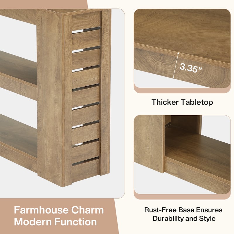 71-Inch Extra Long Console Table with 3-Tier Shelves for Entryway, Living Room, Behind thd Couch