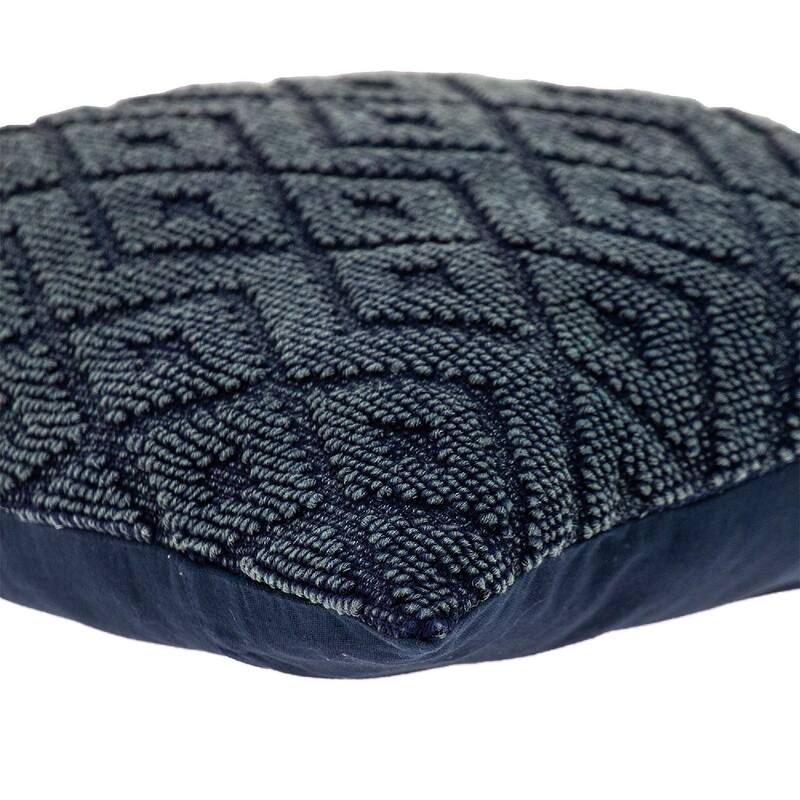 18" Blue Transitional Diamond Patterned Throw Pillow