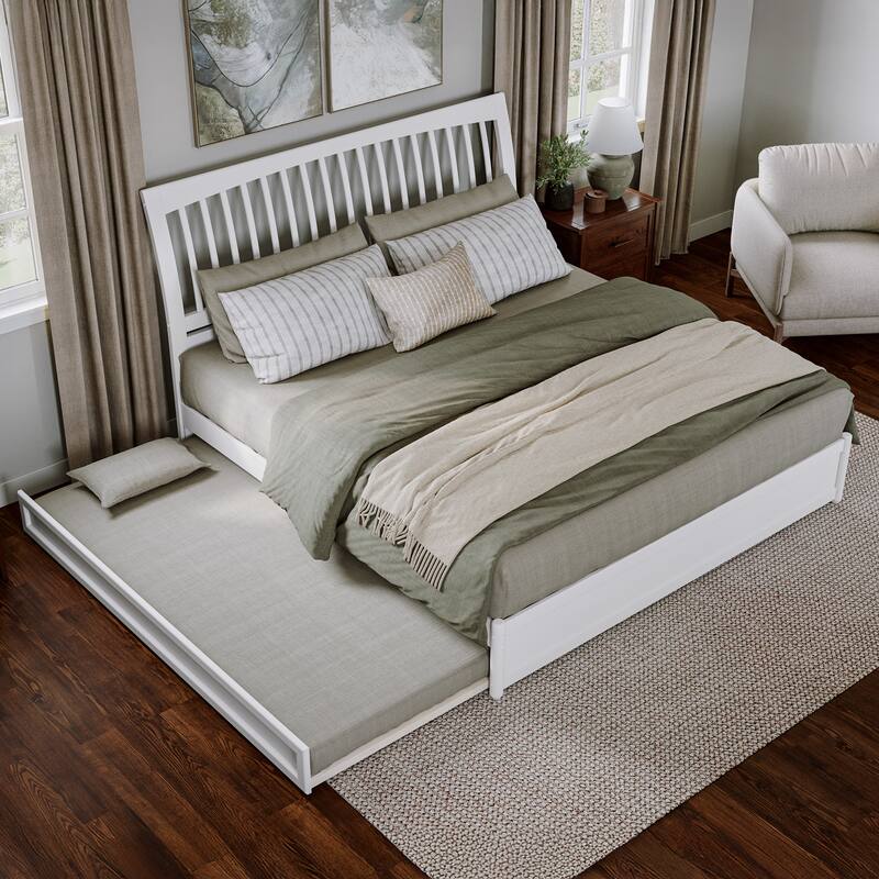 Roslyn Platform Bed with Modern Panel Footboard and Twin XL Trundle