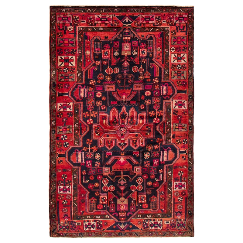 ECARPETGALLERY Hand-knotted Anadol Navy, Red Wool Rug - 4'11 x 7'10 - Dark Navy/ Red - 4'11 x 7'10